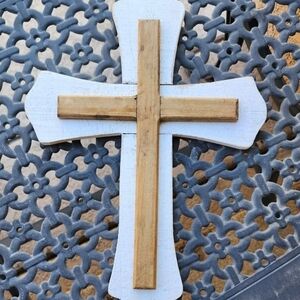 Hobby Lobby Rustic Wooden Cross Decor - White and Brown